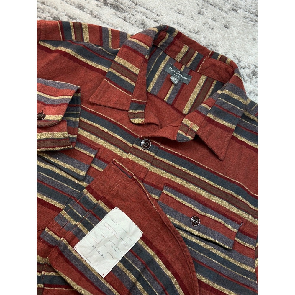LL Bean Chamois Cloth Shirt Mens LT Stripe Archive Signature Slim Fit Western